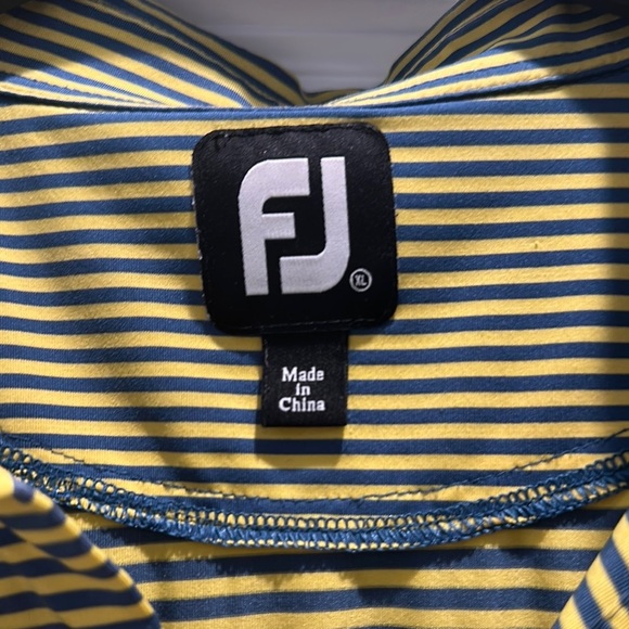 FootJoy Yellow and Gray Striped Polo Shirt for Golf - Picture 2 of 6